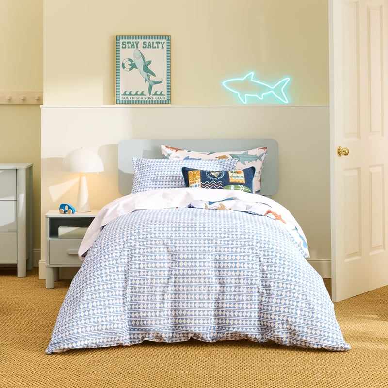 Stonewashed White Shark Face Quilt Cover Set