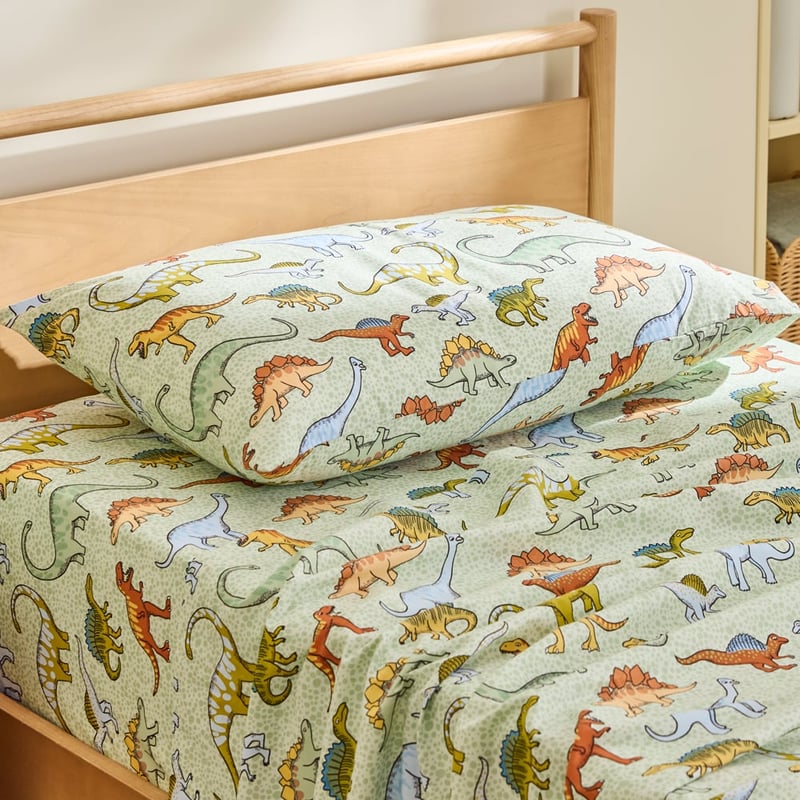 Dino Walk Soft Green Sheet Set