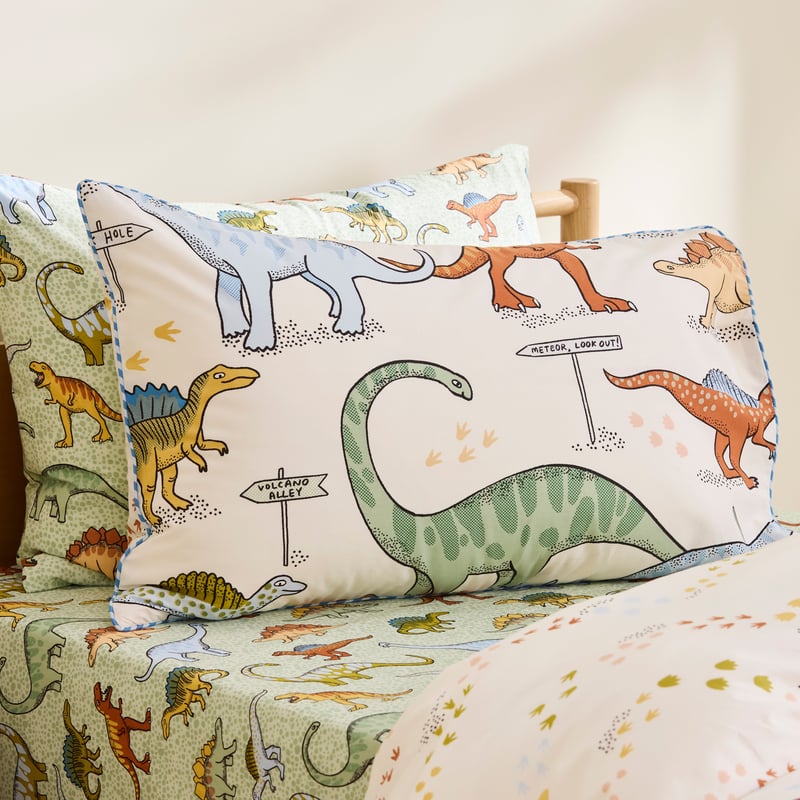 Dino Walk Natural Quilt Cover Set