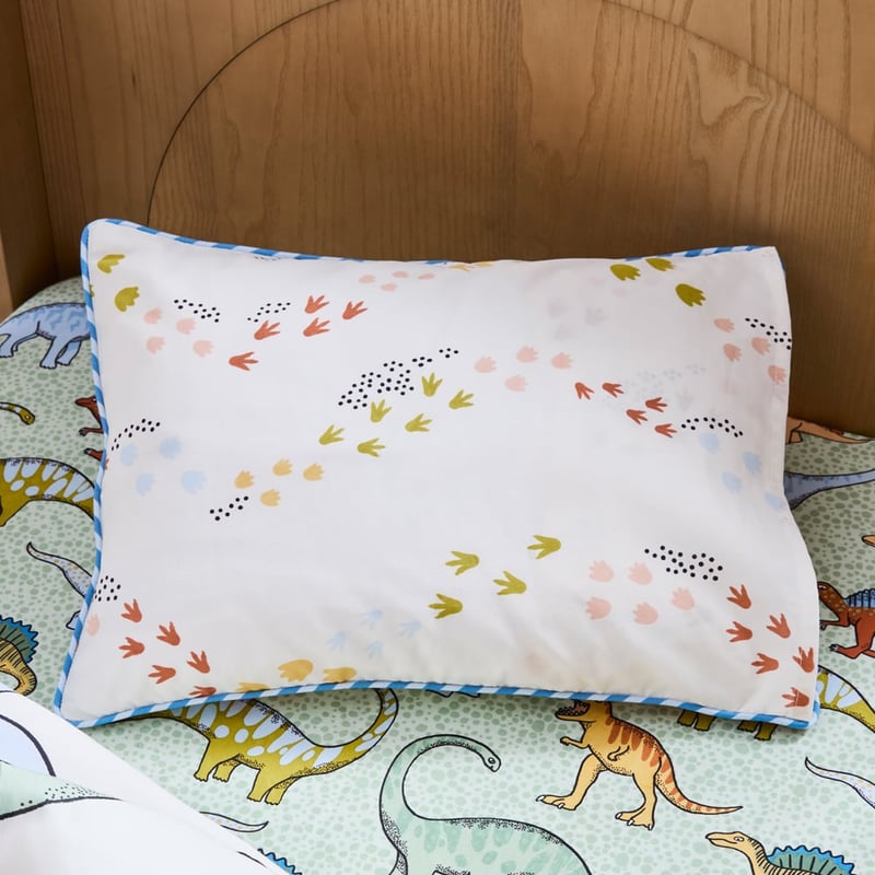 Dino Walk Natural Cot Quilt Cover Set