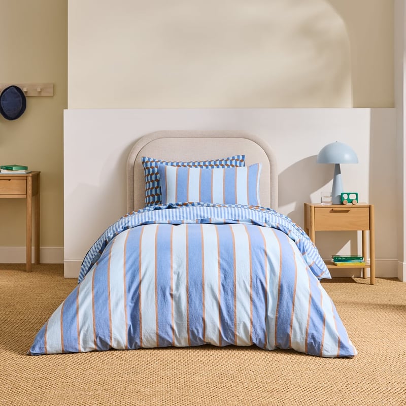 Stonewashed Chocolate Dallas Stripe Quilt Cover Set