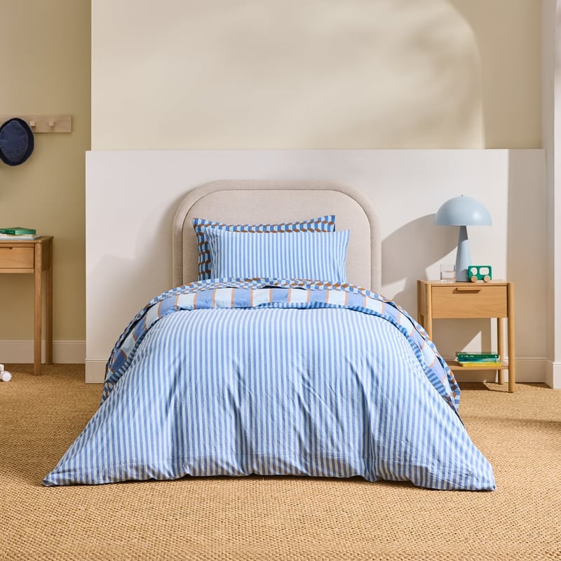 Stonewashed Chocolate Dallas Stripe Quilt Cover Set