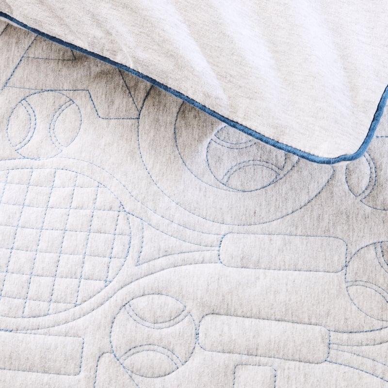Tennis Grey Marle Jersey Quilted Quilt Cover Set