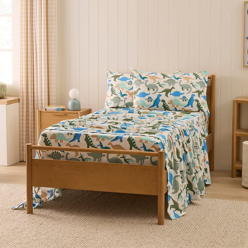 Dino Zone Green Flannelette Sheet Set