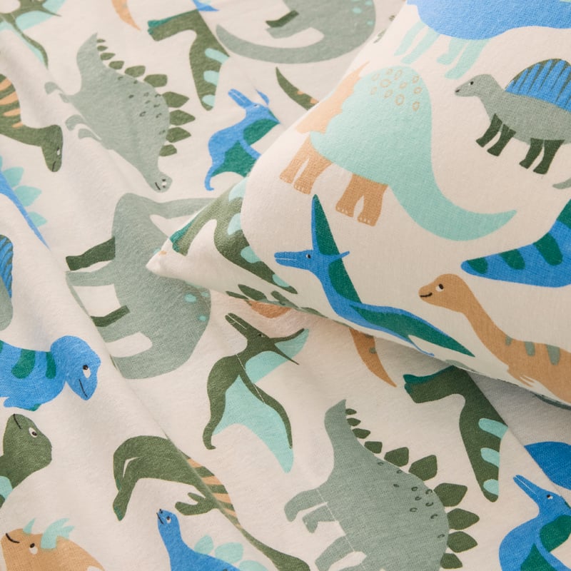 Dino Zone Green Flannelette Sheet Set