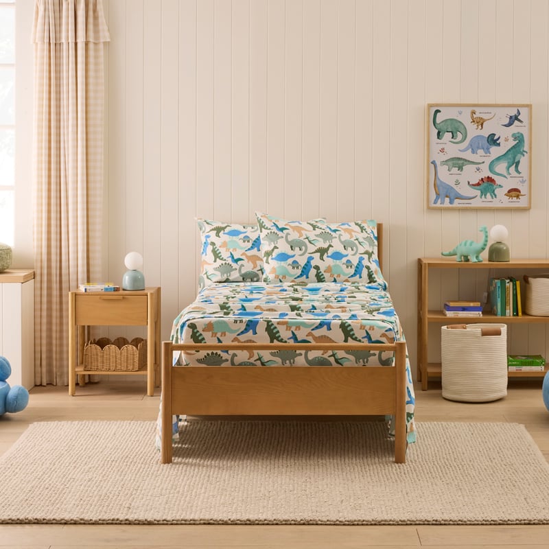 Dino Zone Green Flannelette Sheet Set