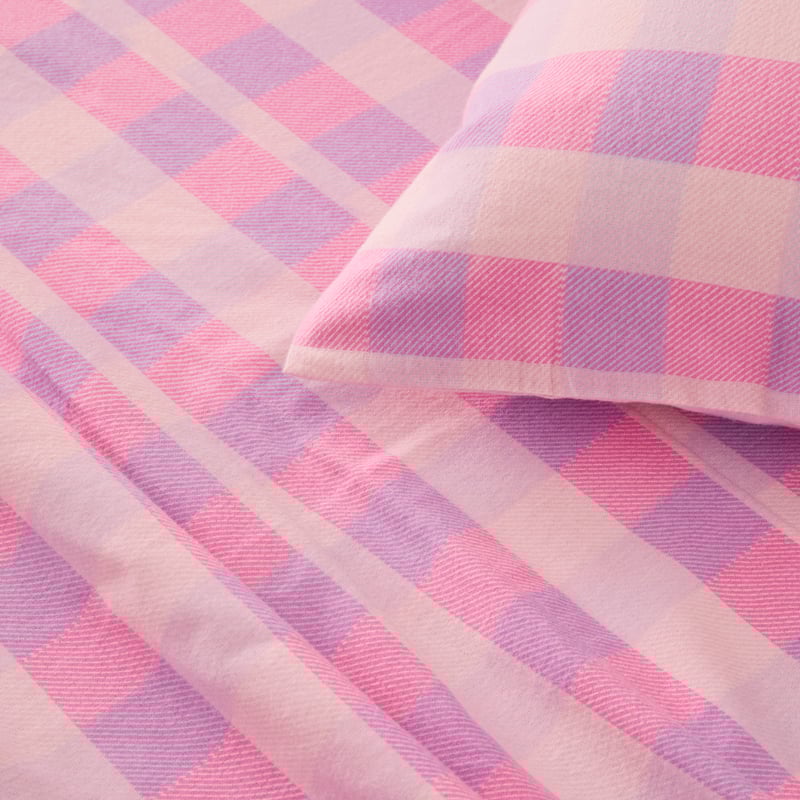 Parker Check Pink Flannelette Sheet Set