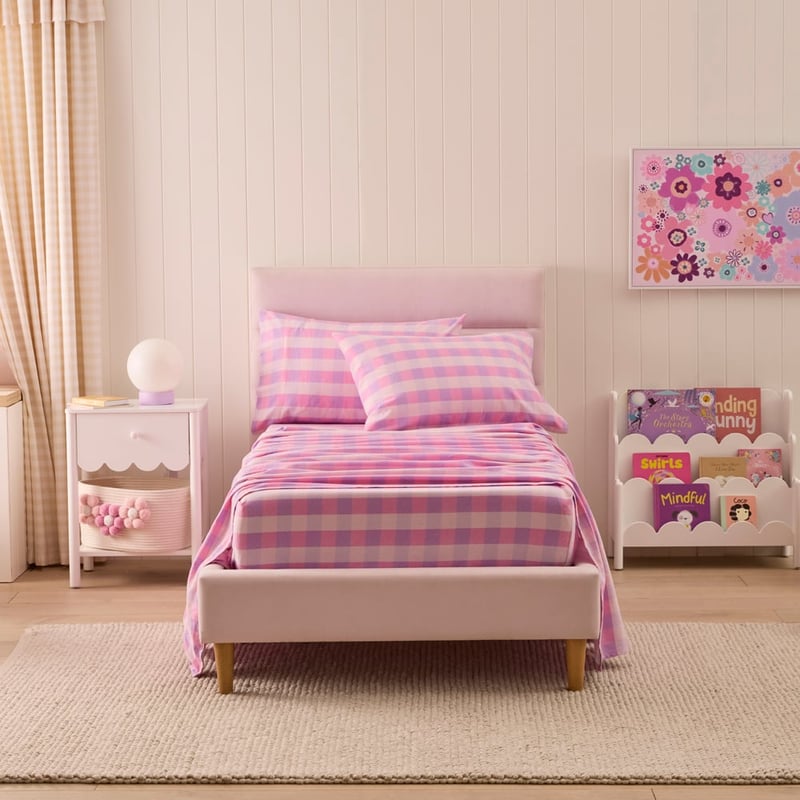 Parker Check Pink Flannelette Sheet Set