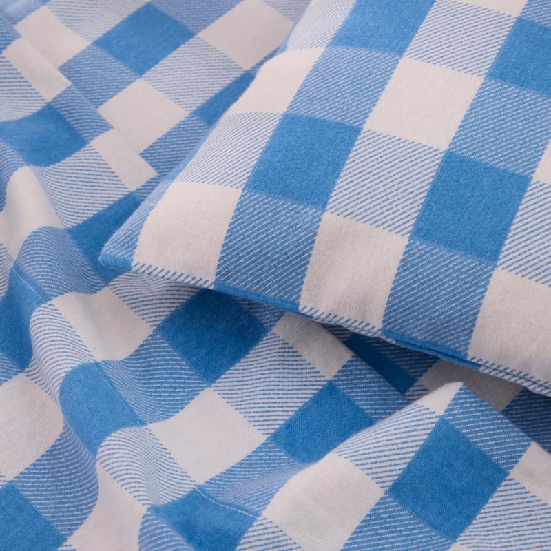 Parker Check Blue Flannelette Cot Sheet Set