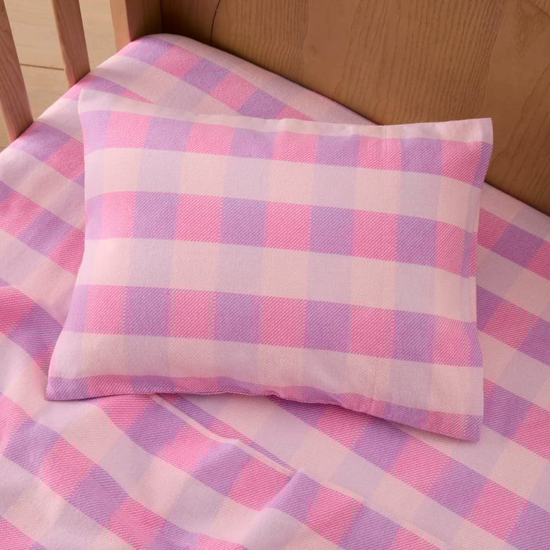 Parker Check Pink Flannelette Cot Sheet Set