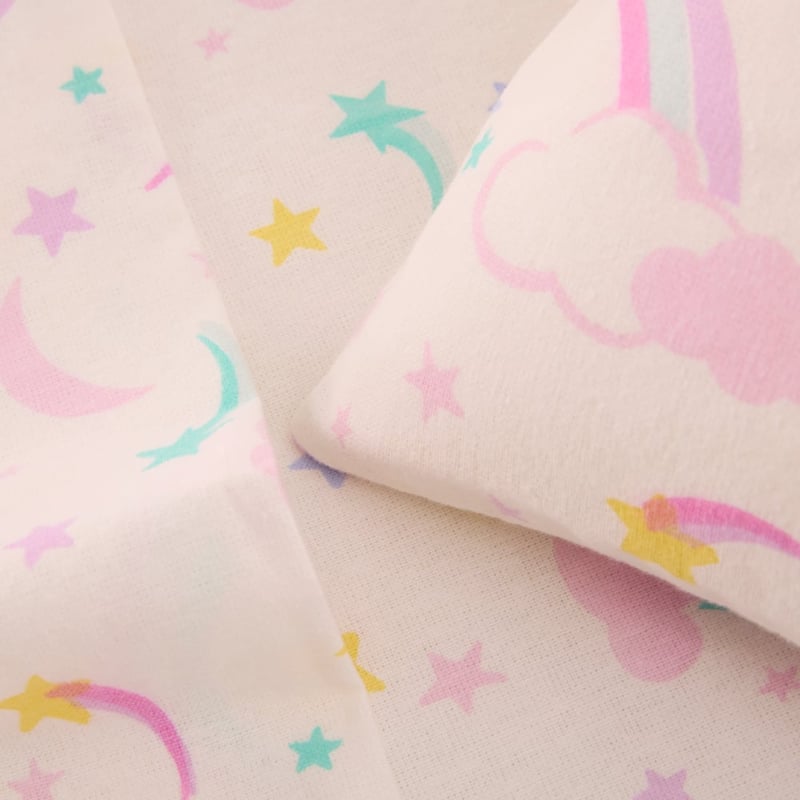 Magical Rainbow White Flannelette Cot Sheet Set