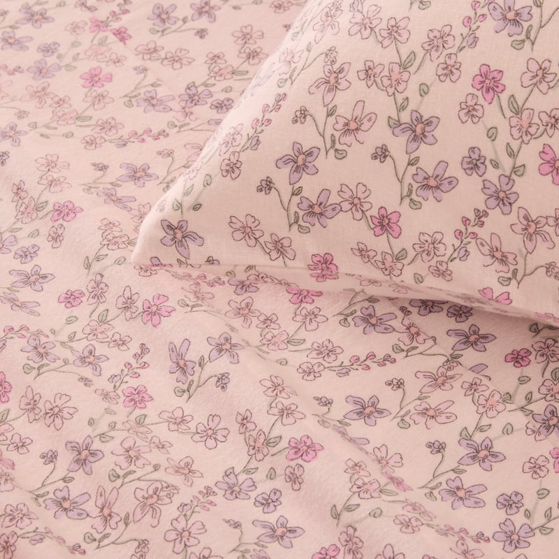 Gracie Floral Soft Pink Flannelette Sheet Set