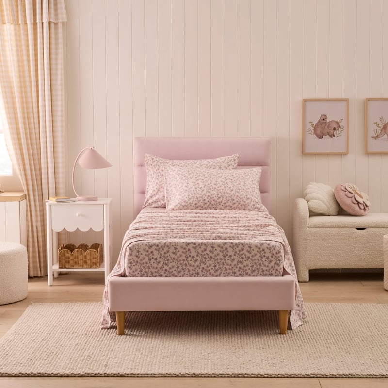 Gracie Floral Soft Pink Flannelette Sheet Set