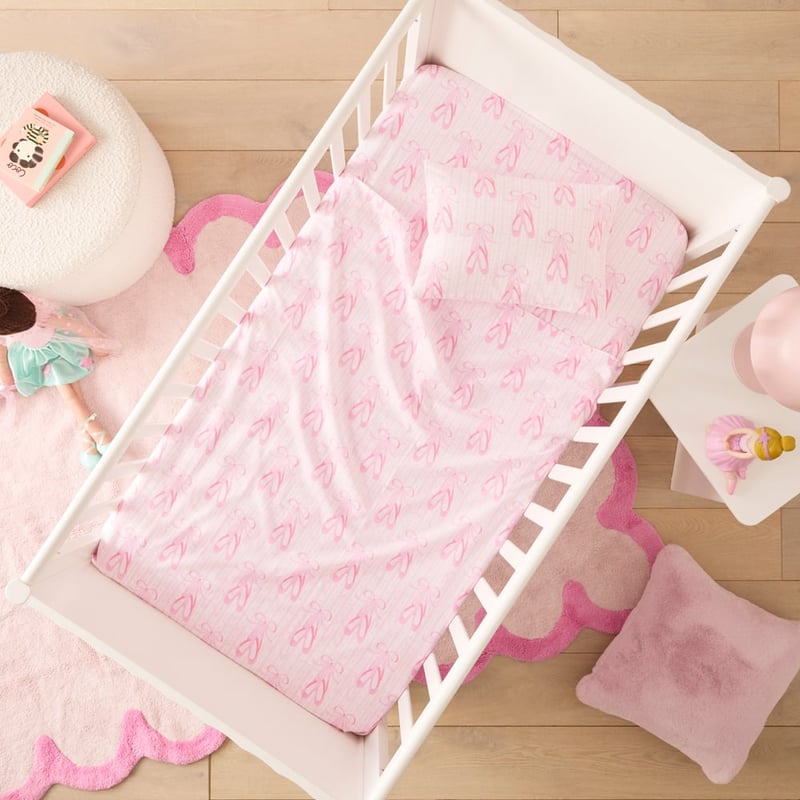 Ballet Slipper Pink Cot Sheet Set