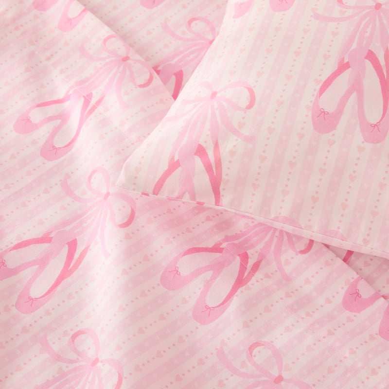 Ballet Slipper Pink Cot Sheet Set