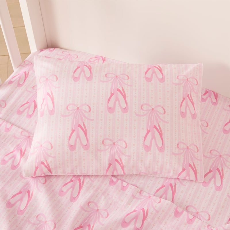 Ballet Slipper Pink Cot Sheet Set