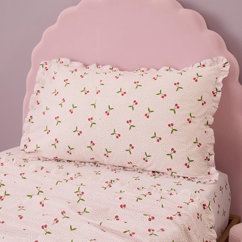 Cherry White Ruffle Sheet Set