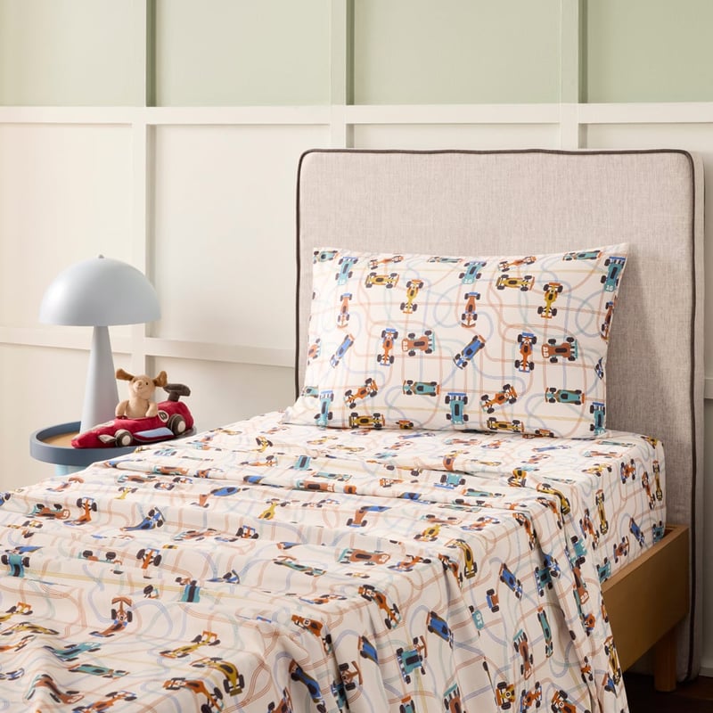 Speedy Race Car Off White Sheet Set