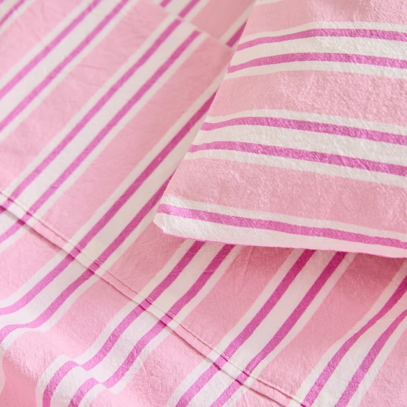 Pippa Pink Stripe Cot Sheet Set