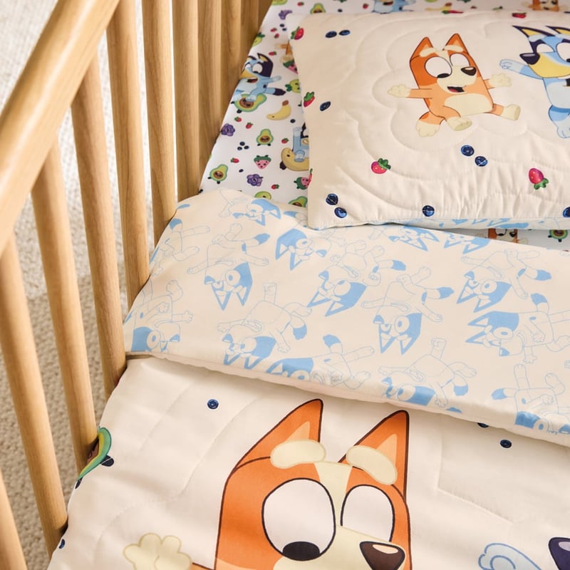 Bluey Fruity Fun Cot Quilted Quilt Cover Set