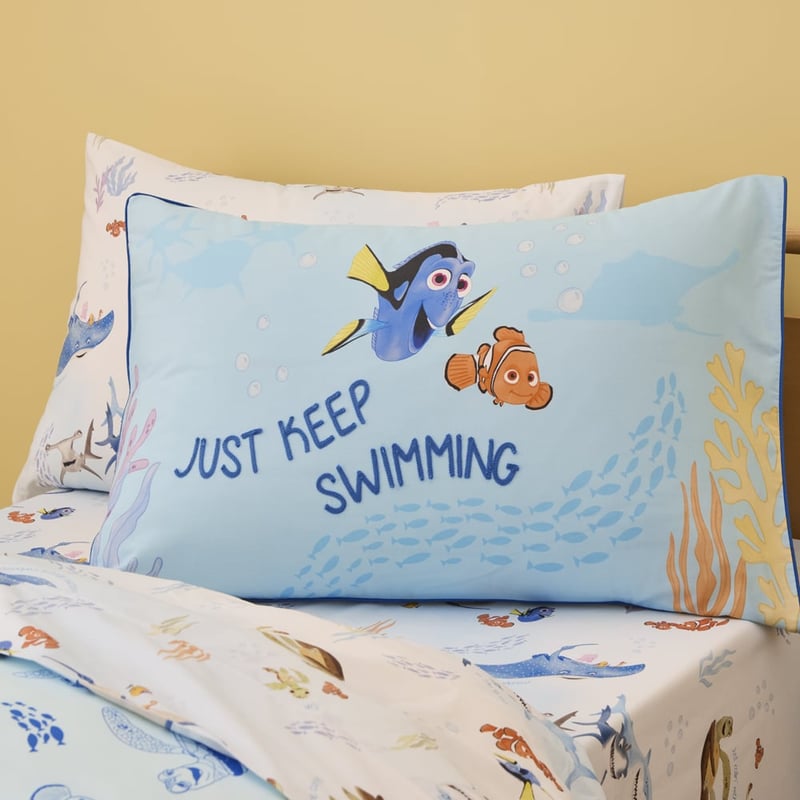 Disney Pixar Finding Nemo Mid Blue Text Pillowcase