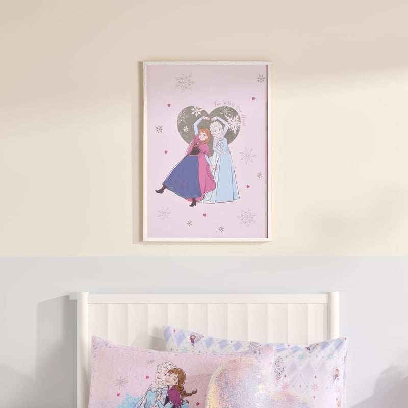Disney Frozen Pink Two Sisters One Heart Wall Art