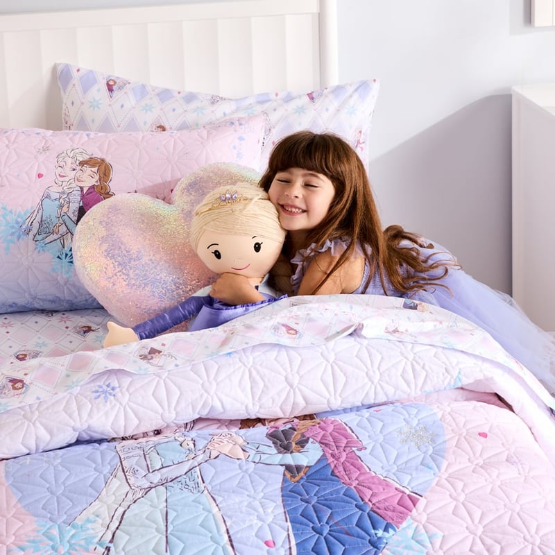 Disney Frozen Pink Quilted Quilt Cover Set