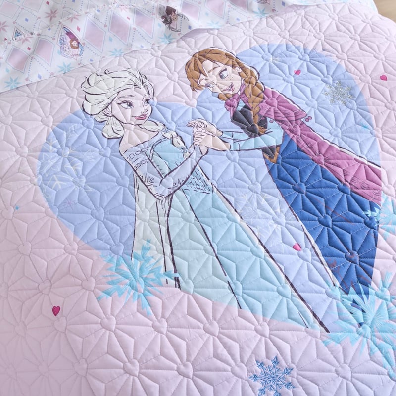 Disney Frozen Pink Quilted Quilt Cover Set