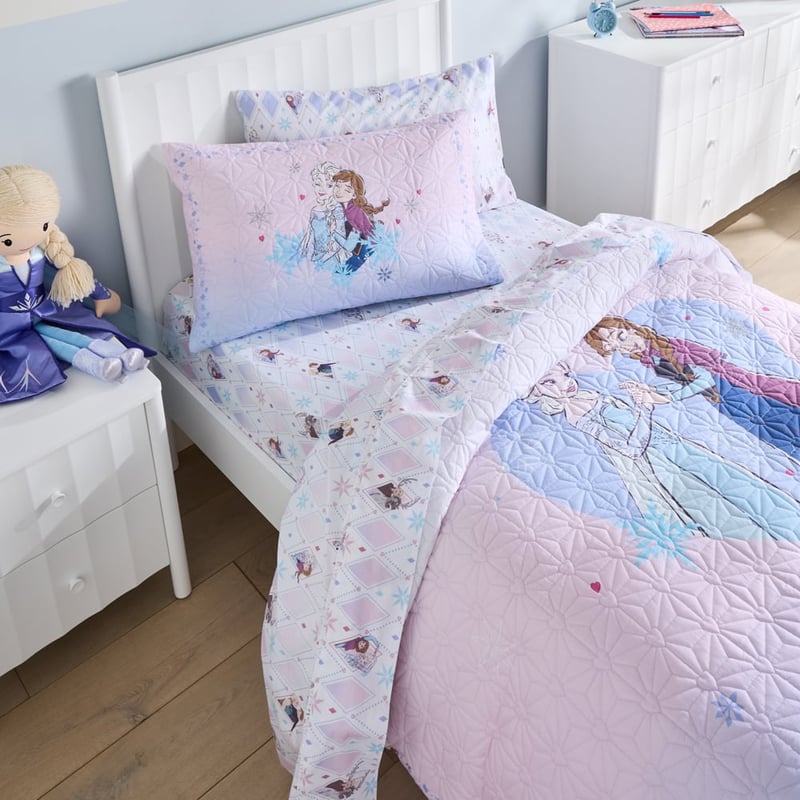 Disney Frozen Pink Quilted Quilt Cover Set