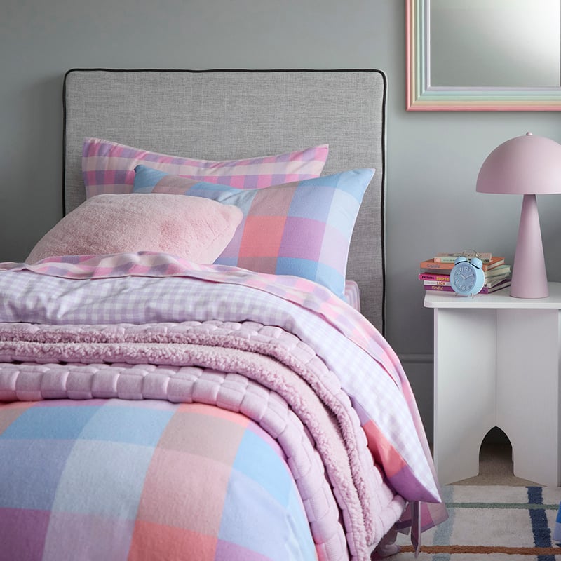 Parker Check Pink Flannelette Quilt Cover Set