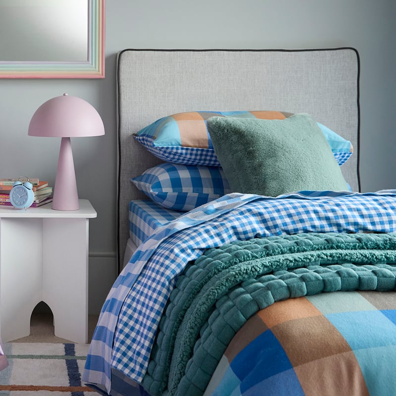 Parker Check Blue Flannelette Quilt Cover Set