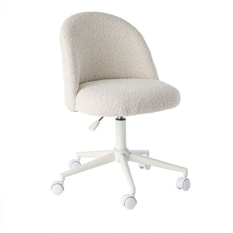 White Boucle Kids Desk Chair