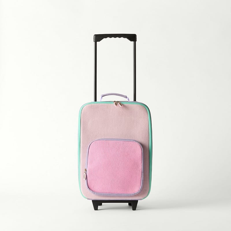 Pink Cord Wheelie Bag