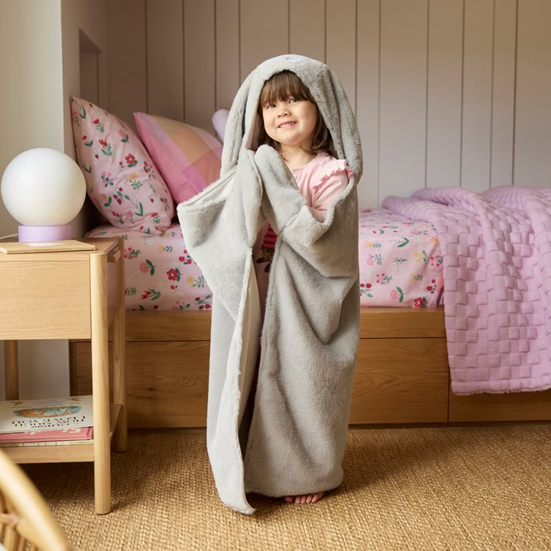 Bowie Bunny Grey Character Hooded Blanket