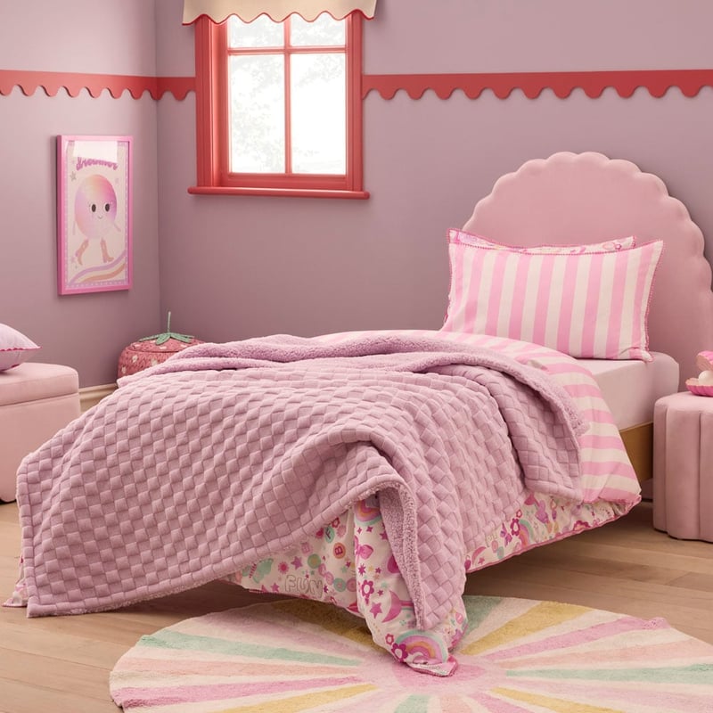 Checkerboard Purple Marle Jersey Sherpa Blanket