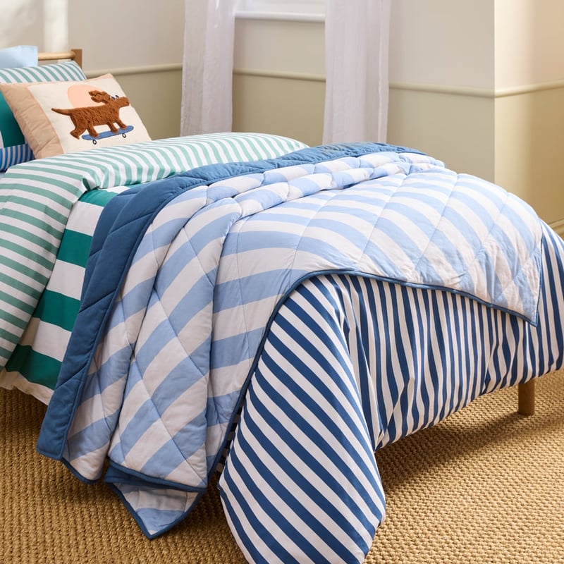 Bowie Moonlight Blue Quilted Jersey Blanket