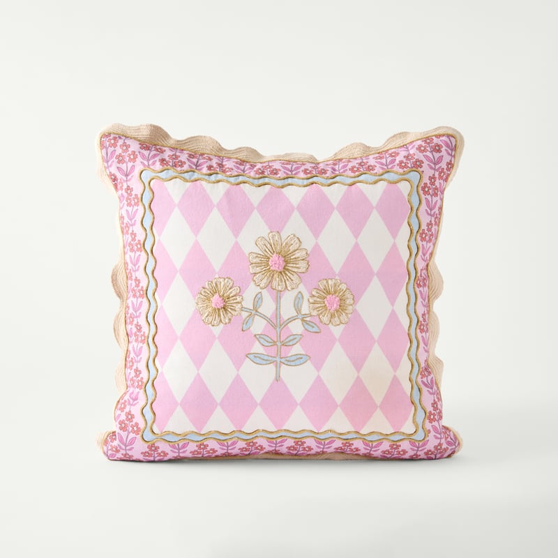 Sia Pink Floral Textured Cushion