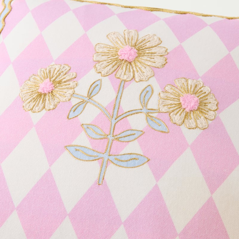 Sia Pink Floral Textured Cushion