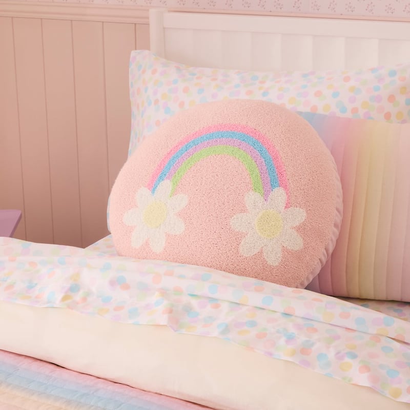 Pink Rainbow Flower Shaped Cushion