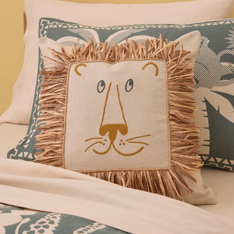 Lion Raffia Cushion