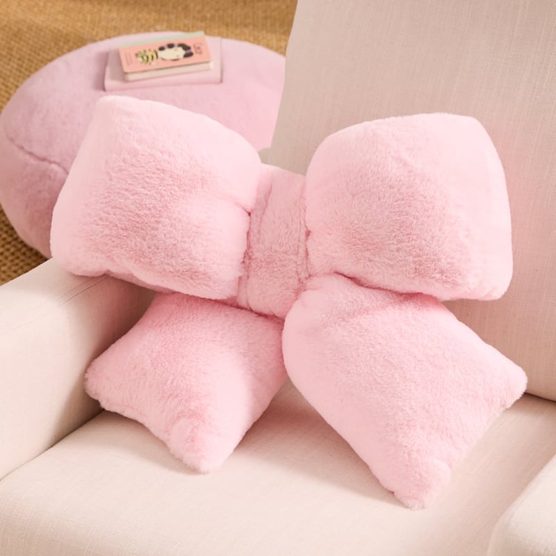 Pink Fluffy Bow Cushion