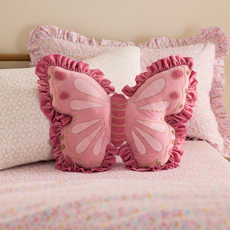 Heirloom Butterfly Pink Cushion