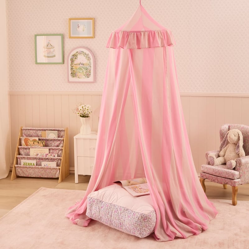 Heirloom Pinks Stripe Ruffle Canopy