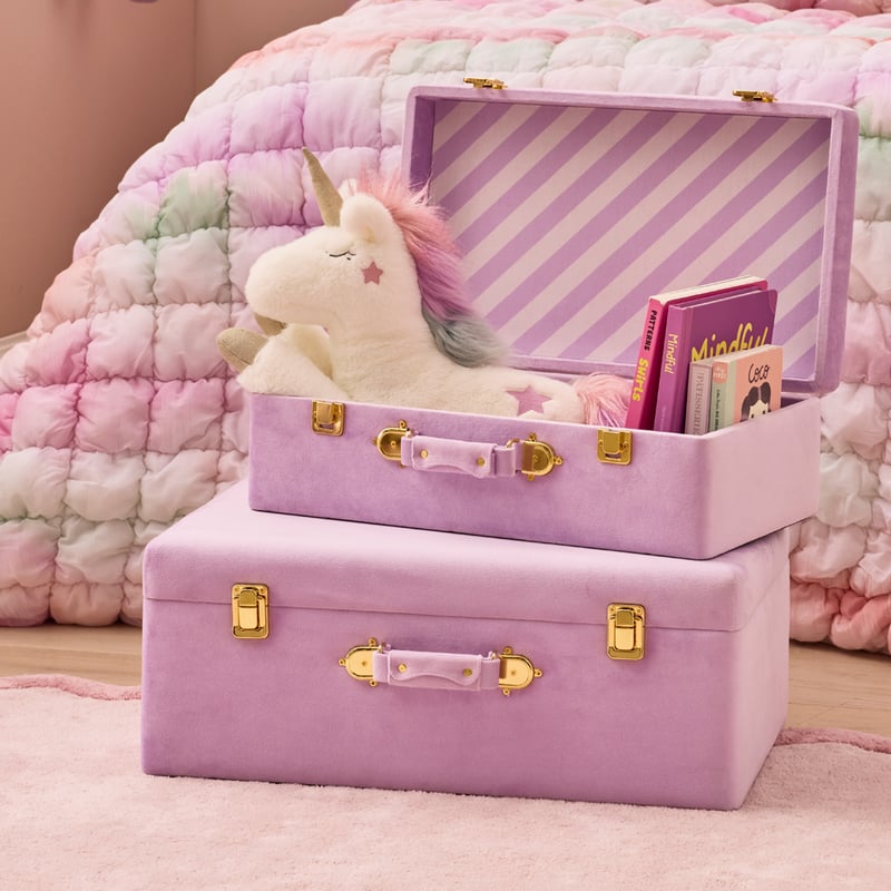 Keepsake Lilac Stripe Storage Suitcase