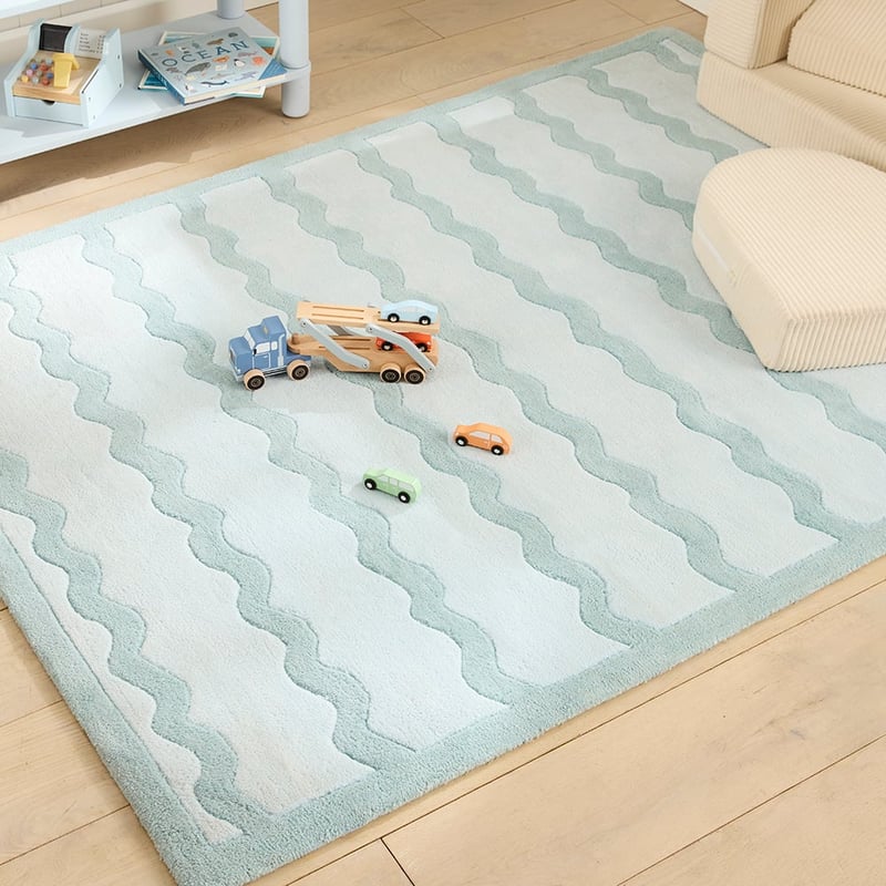 Bells Wavey Teal Stripe Rug