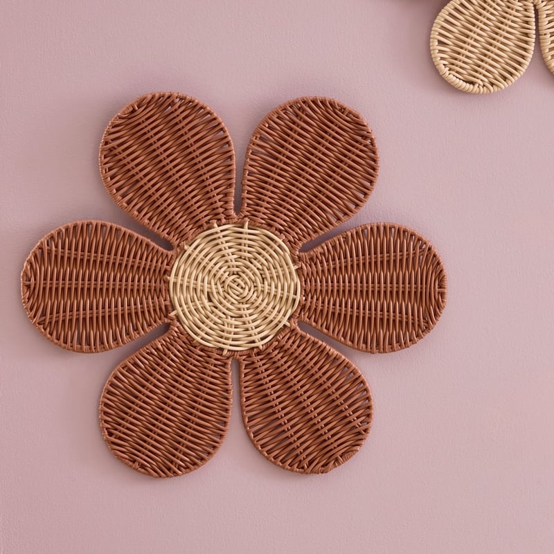 Flower Poly Rattan Wall Décor Pack of 3