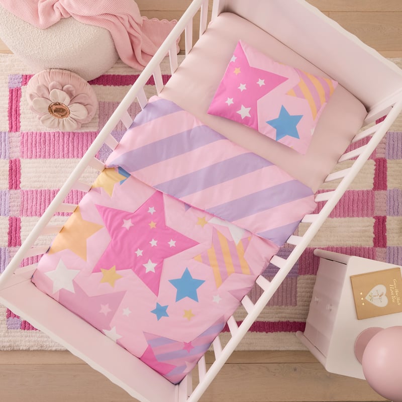 Be A Star Multi Quilted Cot Quilt Cover Set