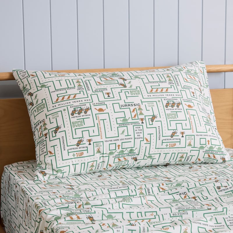 Gaming Dino White Sheet Set