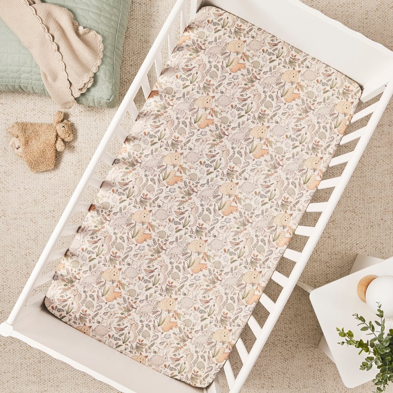 Forest Animals Natural Fitted Sheet 2pk