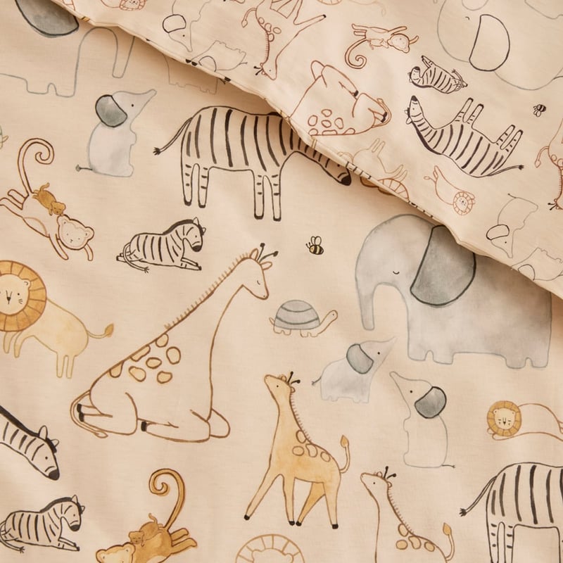 Wild Animals Natural Marle Quilt Cover Set